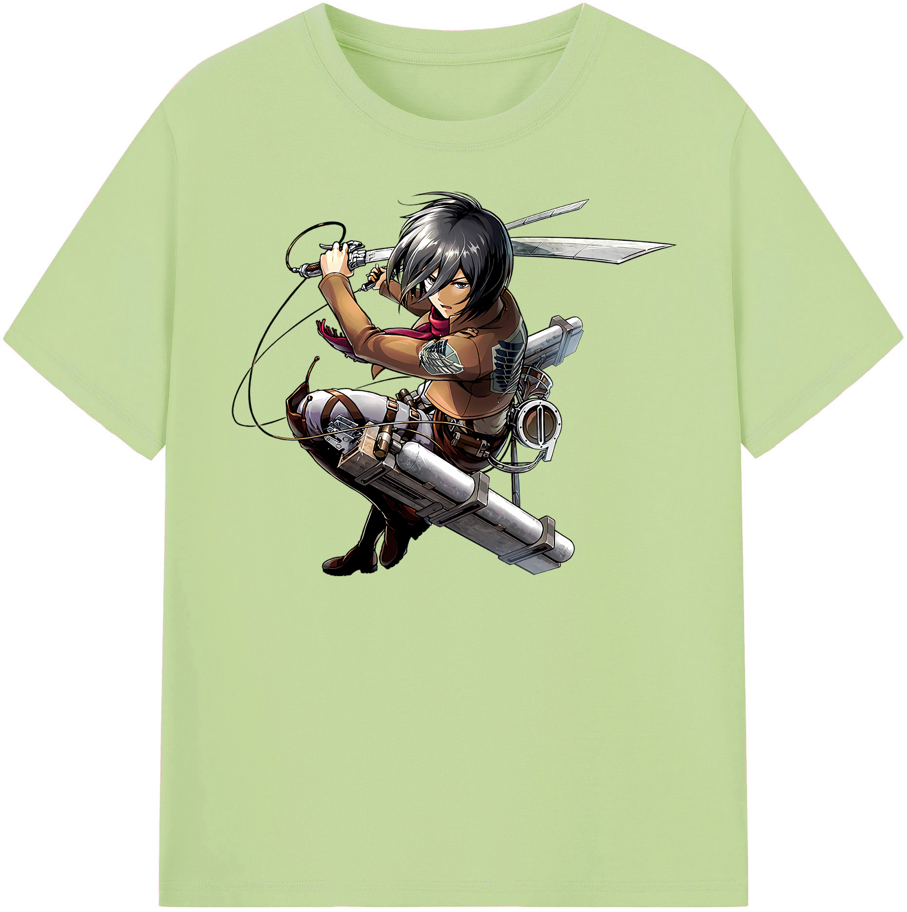 （画像用） 進撃の巨人 ミカサ·アッカーマン Attack on Titan Mikasa Ackerman 綿100％半袖Tシャツ（フロントプリント）